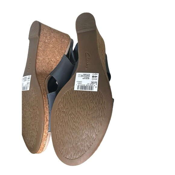 Clarks Lafley Joy Color Blue Grey Sandals Wedge Size 8.5 - Picture 8 of 16